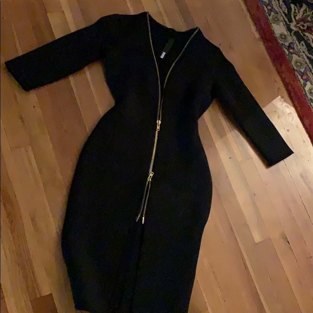 MISS AVENUE BODYCON Dress , GOLD ZIPPER